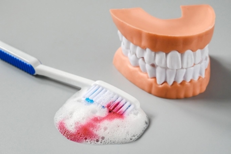 Blood on the toothbrush